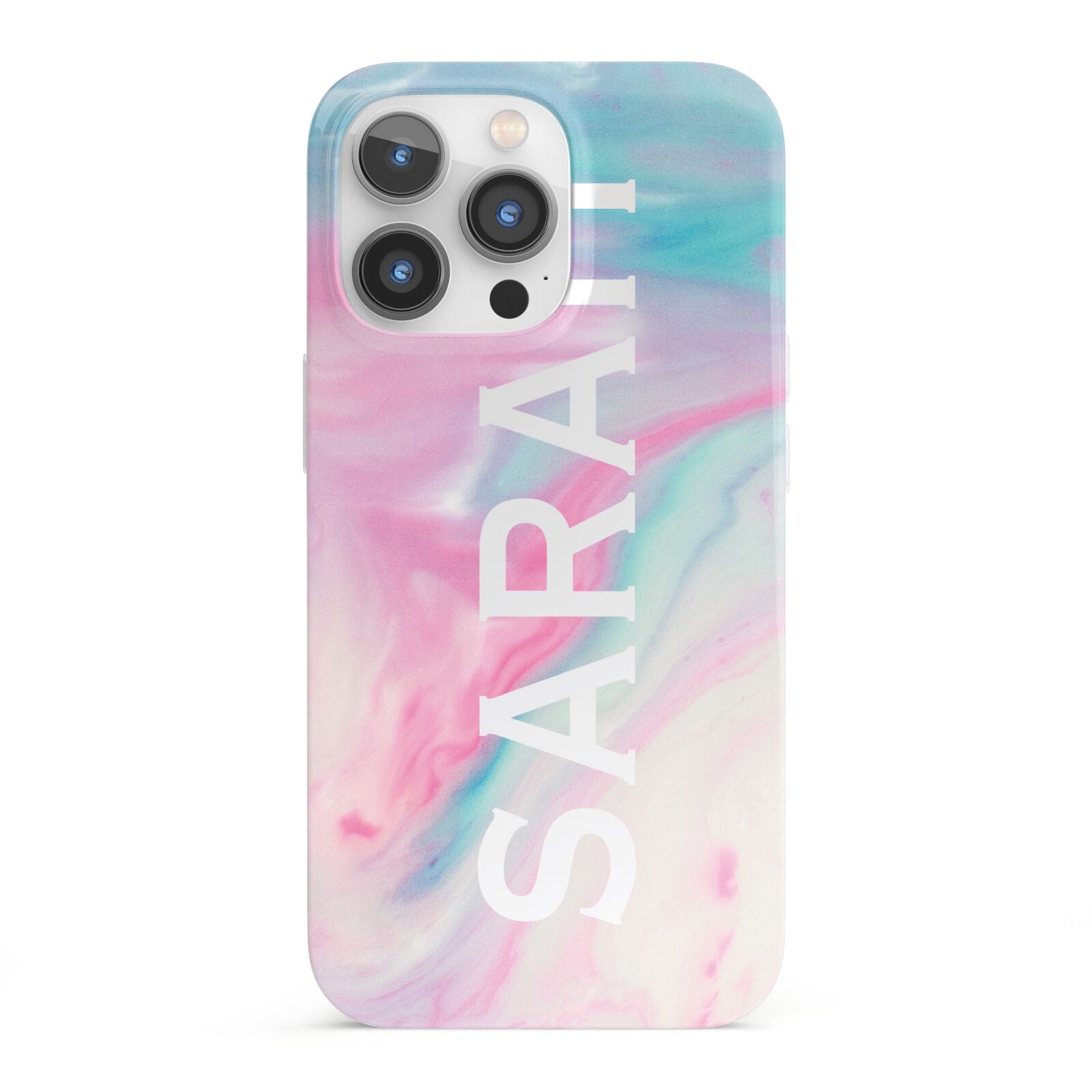 Personalised Clear Name Pastel Unicorn Marble iPhone 13 Pro Full Wrap 3D Snap Case