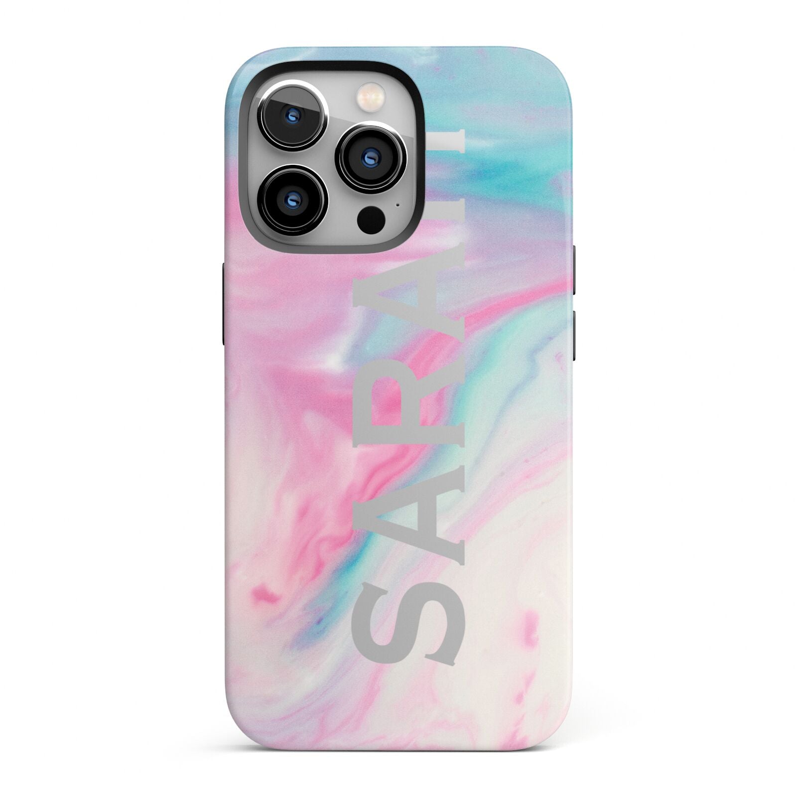 Personalised Clear Name Pastel Unicorn Marble iPhone 13 Pro Full Wrap 3D Tough Case