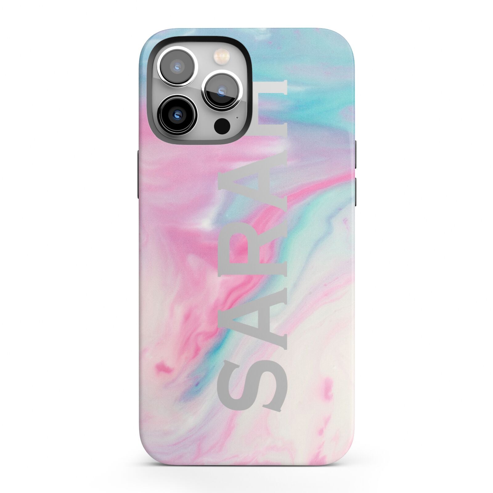 Personalised Clear Name Pastel Unicorn Marble iPhone 13 Pro Max Full Wrap 3D Tough Case