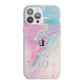 Personalised Clear Name Pastel Unicorn Marble iPhone 13 Pro Max TPU Impact Case with White Edges