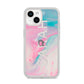 Personalised Clear Name Pastel Unicorn Marble iPhone 14 Clear Tough Case Starlight