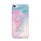 Personalised Clear Name Pastel Unicorn Marble iPhone 7 Bumper Case on Silver iPhone