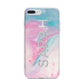 Personalised Clear Name Pastel Unicorn Marble iPhone 7 Plus Bumper Case on Silver iPhone