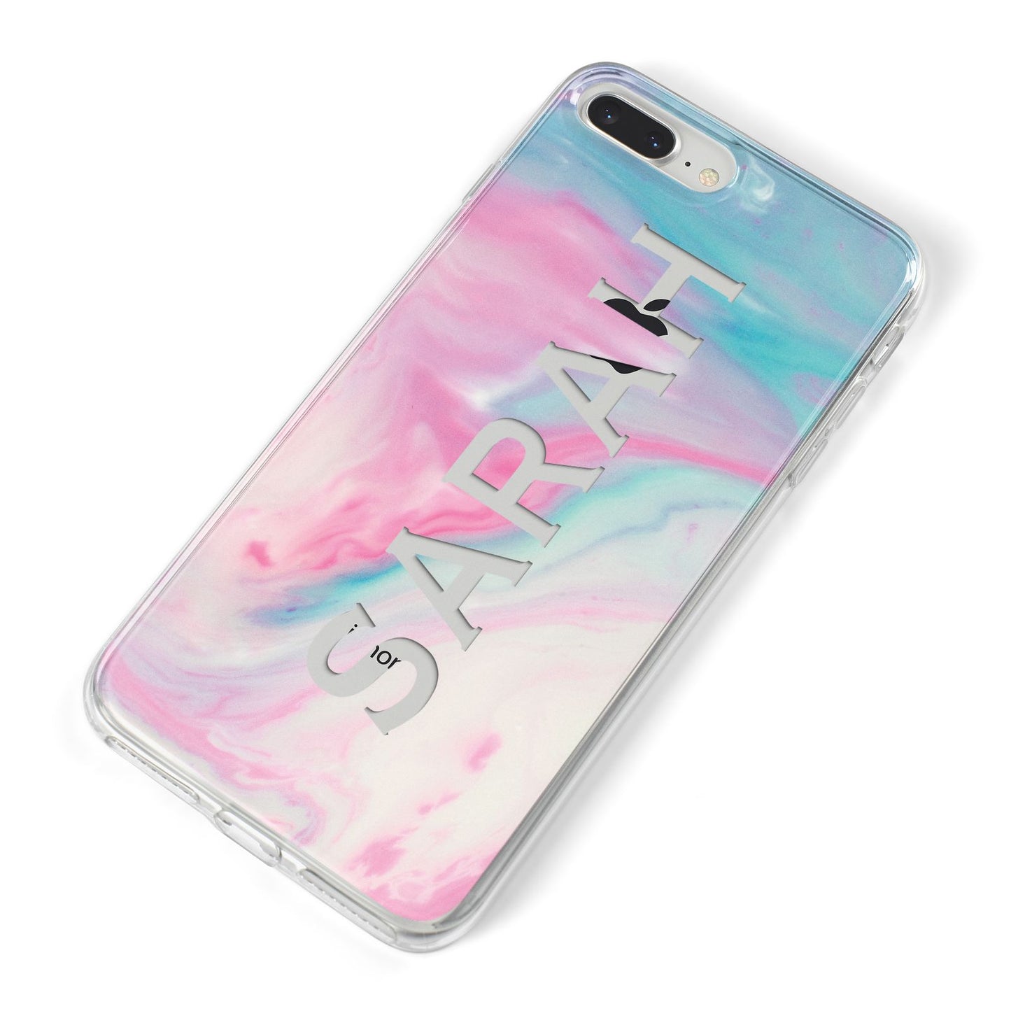 Personalised Clear Name Pastel Unicorn Marble iPhone 8 Plus Bumper Case on Silver iPhone Alternative Image