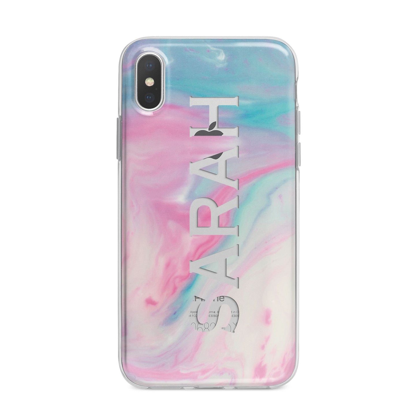 Personalised Clear Name Pastel Unicorn Marble iPhone X Bumper Case on Silver iPhone Alternative Image 1