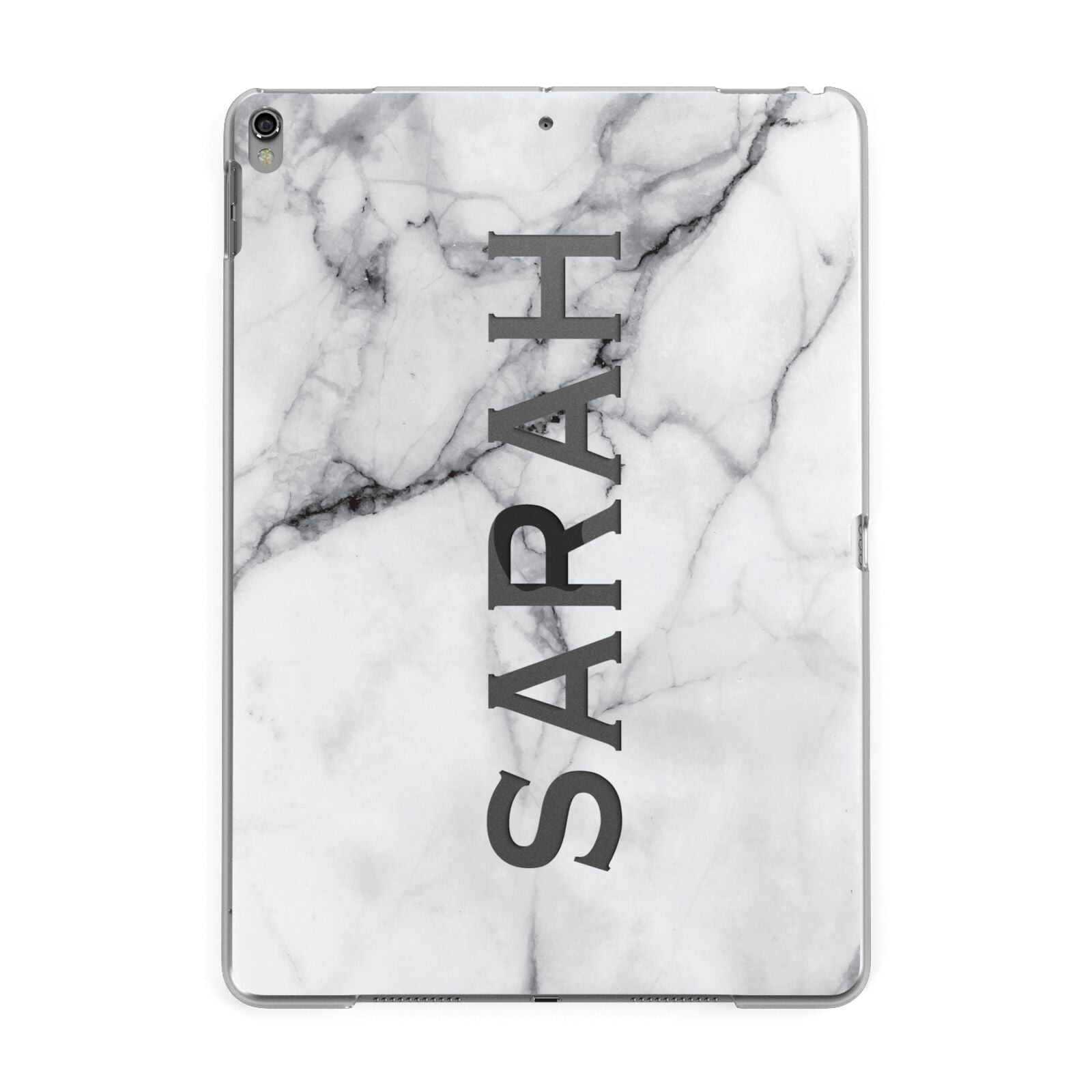 Personalised Clear Name See Through Grey Marble Apple iPad Grey Case