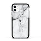 Personalised Clear Name See Through Grey Marble Apple iPhone 11 in White with Black Impact Case
