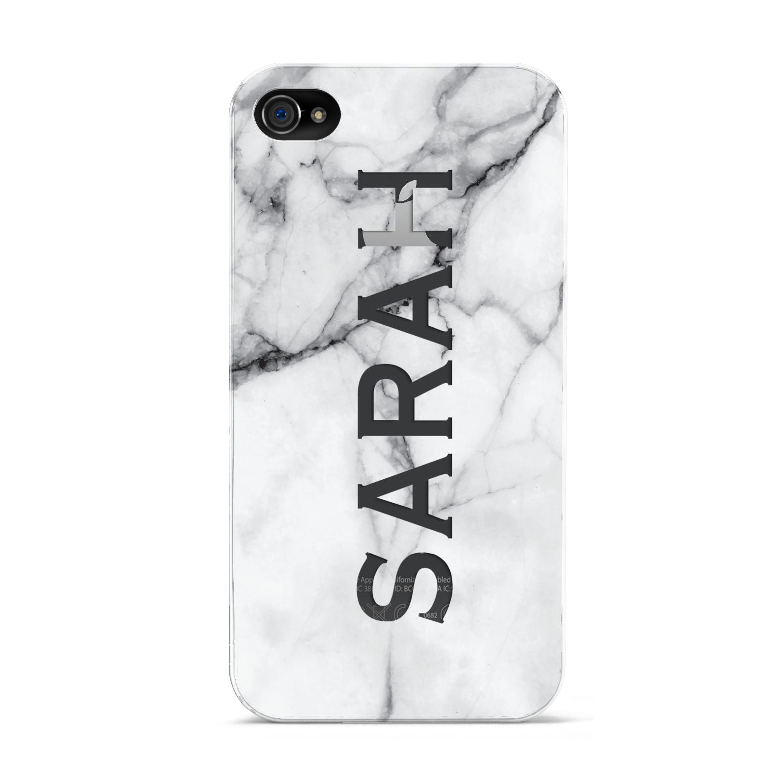 Personalised Clear Name See Through Grey Marble Apple iPhone 4s Case