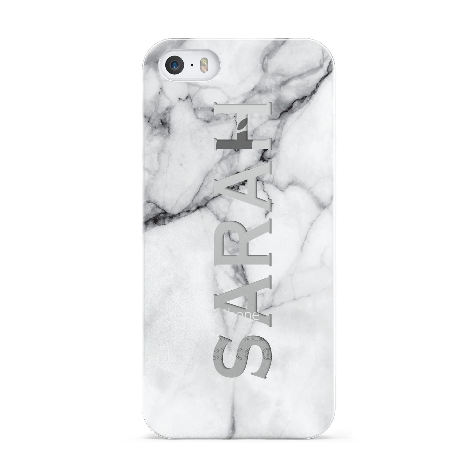 Personalised Clear Name See Through Grey Marble Apple iPhone 5 Case