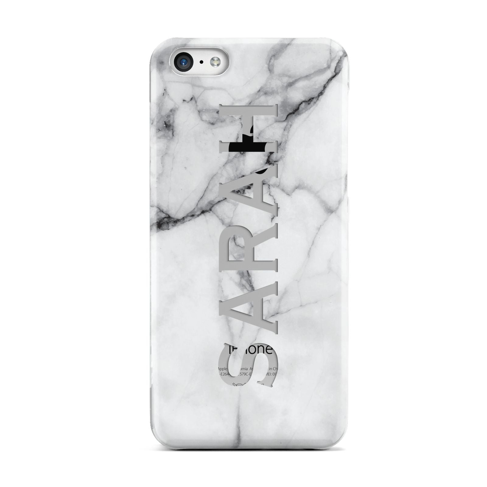 Personalised Clear Name See Through Grey Marble Apple iPhone 5c Case