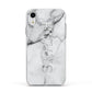 Personalised Clear Name See Through Grey Marble Apple iPhone XR Impact Case White Edge on Silver Phone