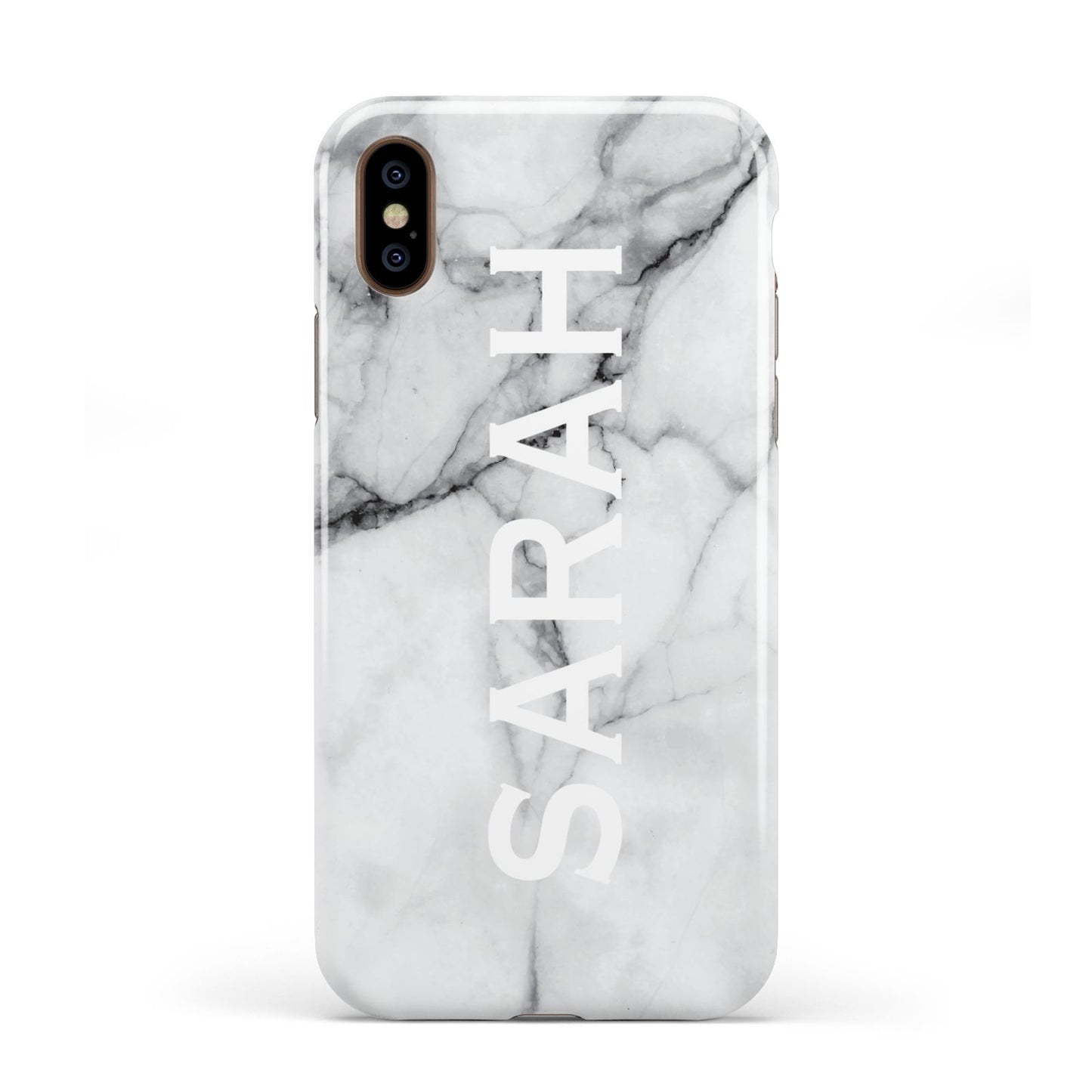 Personalised Clear Name See Through Grey Marble Apple iPhone XS 3D Tough
