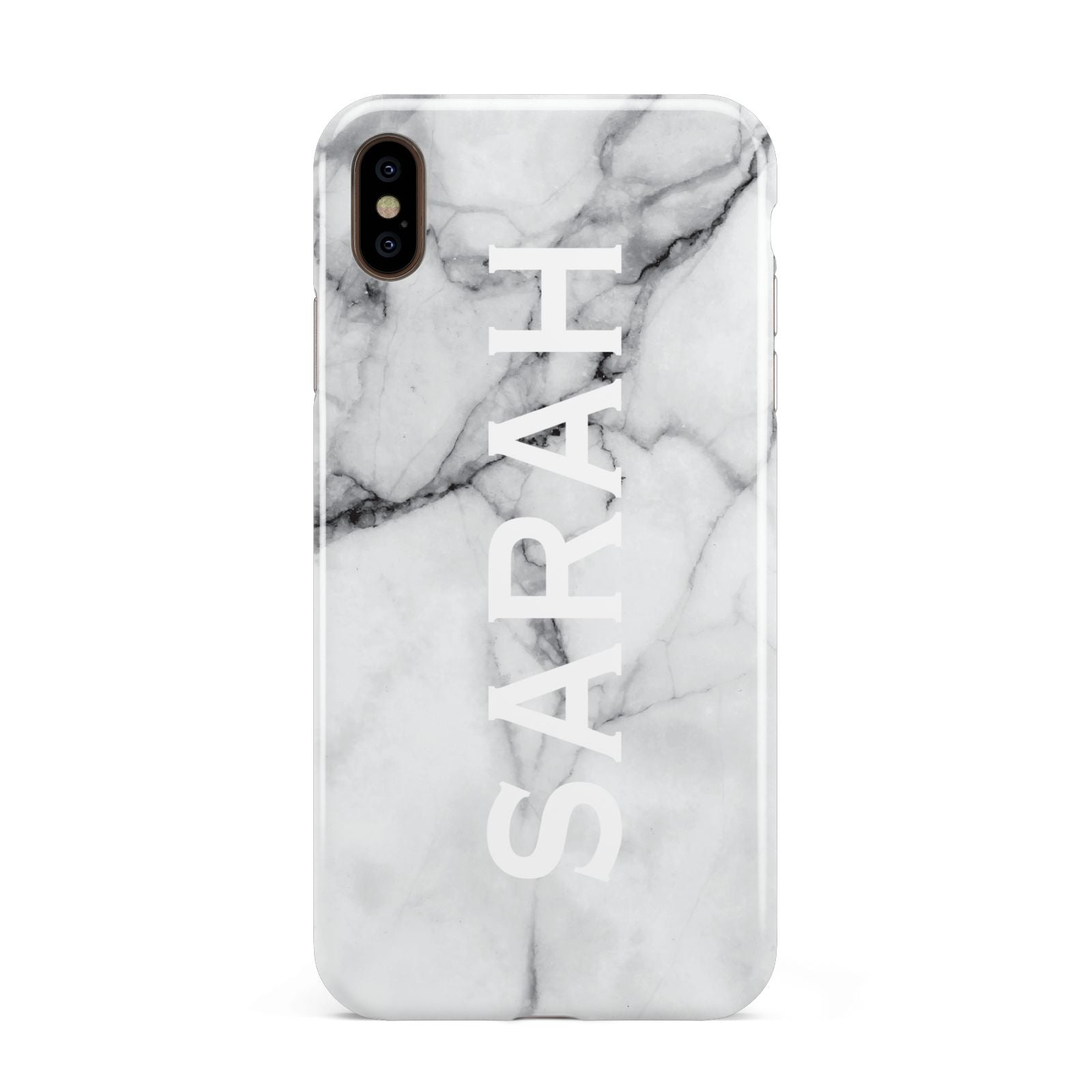 Personalised Clear Name See Through Grey Marble Apple iPhone Xs Max 3D Tough Case