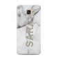 Personalised Clear Name See Through Grey Marble Samsung Galaxy A5 2016 Case on gold phone