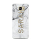Personalised Clear Name See Through Grey Marble Samsung Galaxy A7 2016 Case on gold phone
