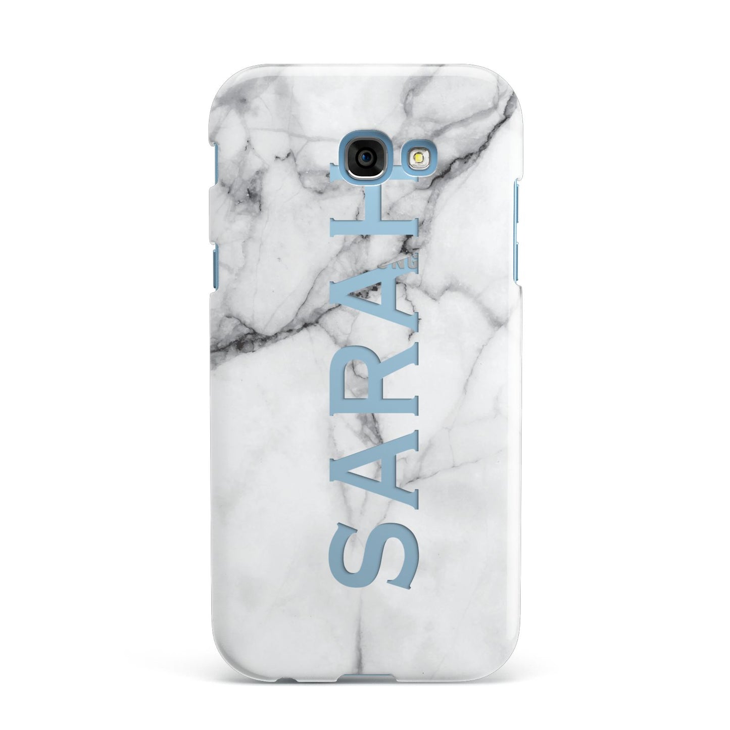 Personalised Clear Name See Through Grey Marble Samsung Galaxy A7 2017 Case