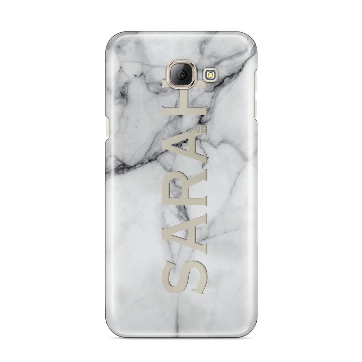 Personalised Clear Name See Through Grey Marble Samsung Galaxy A8 2016 Case