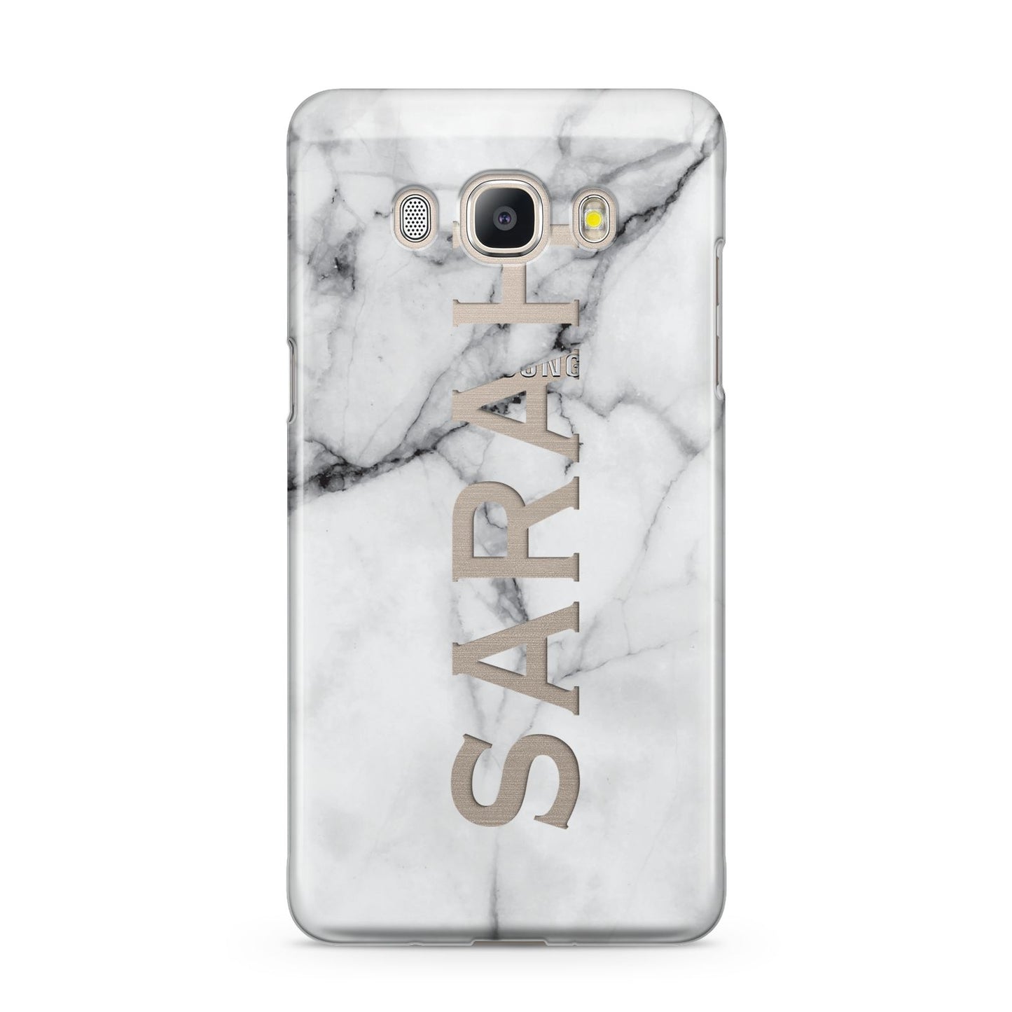 Personalised Clear Name See Through Grey Marble Samsung Galaxy J5 2016 Case