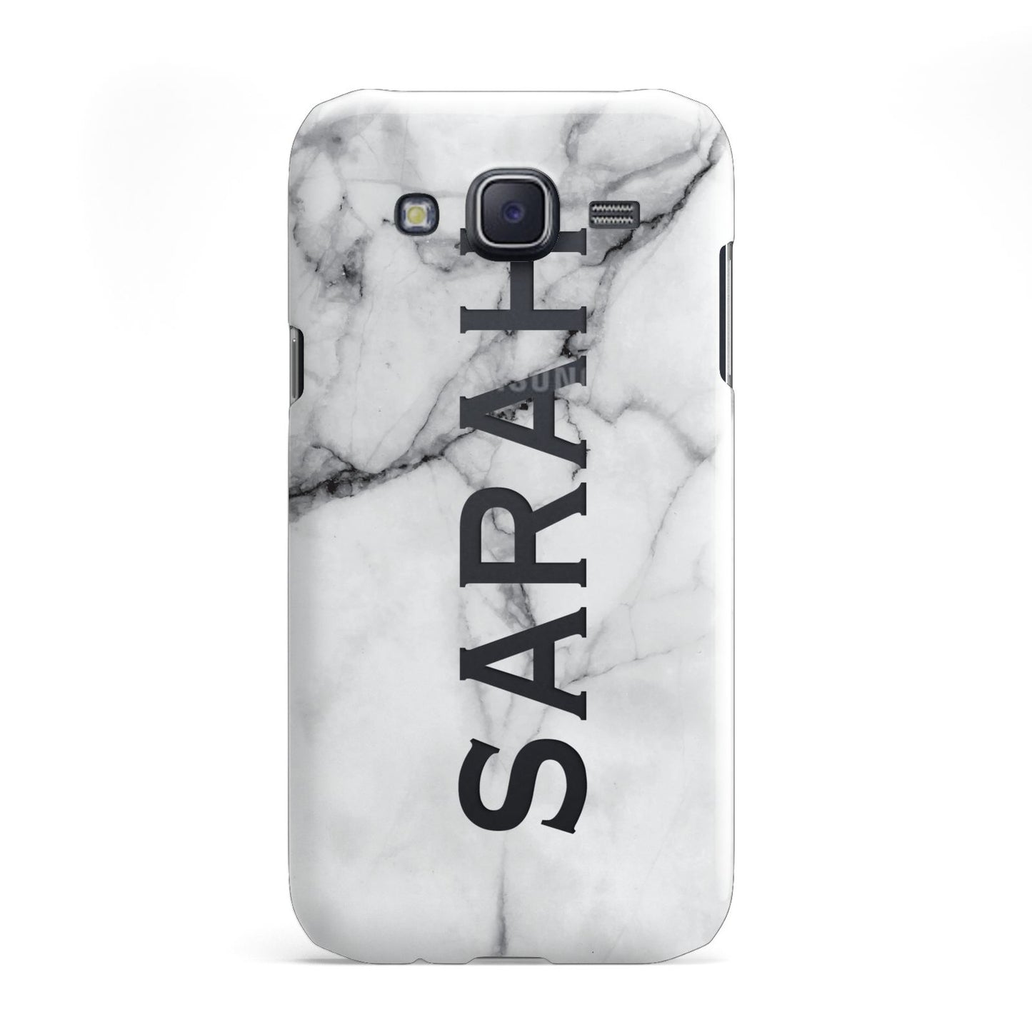 Personalised Clear Name See Through Grey Marble Samsung Galaxy J5 Case