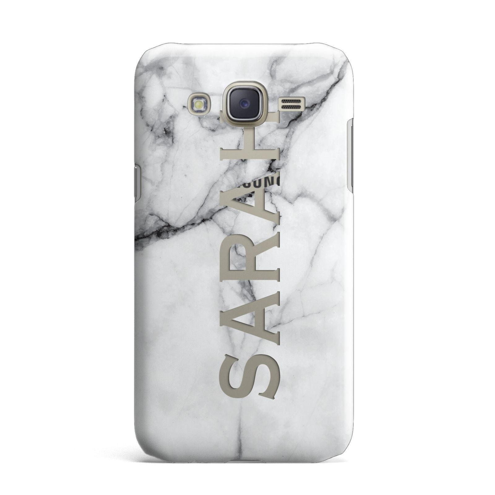 Personalised Clear Name See Through Grey Marble Samsung Galaxy J7 Case