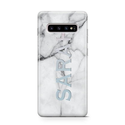 Personalised Clear Name See Through Grey Marble Samsung Galaxy S10 Case
