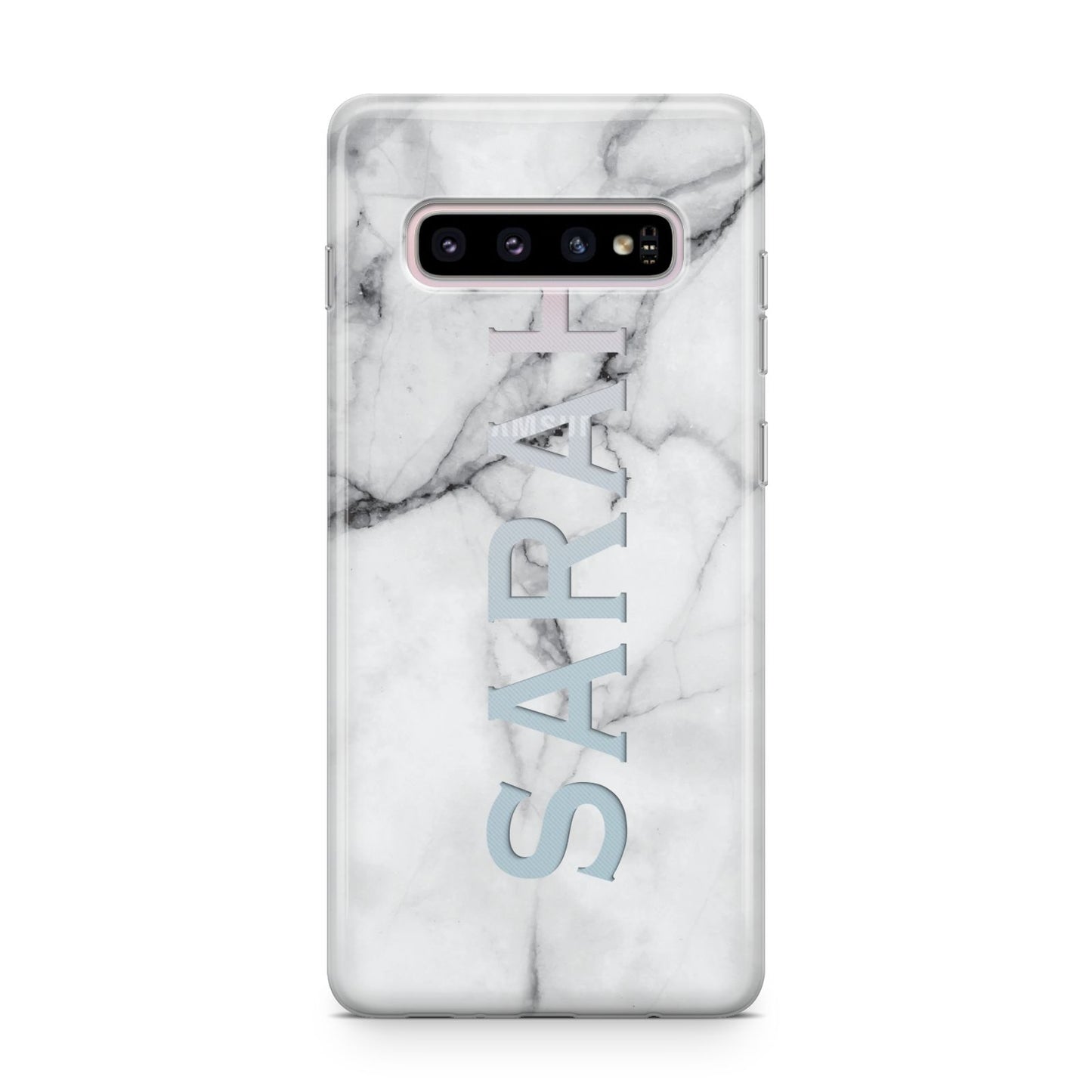 Personalised Clear Name See Through Grey Marble Samsung Galaxy S10 Plus Case