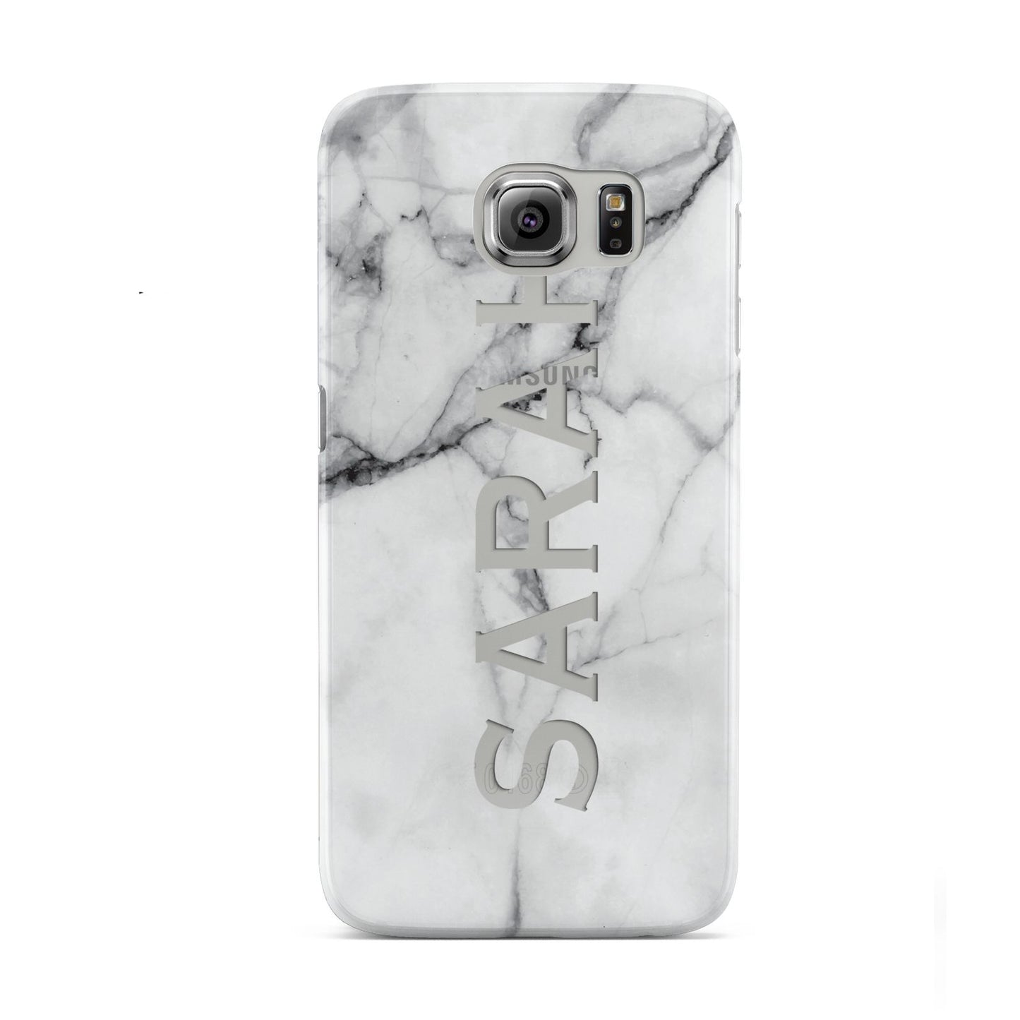 Personalised Clear Name See Through Grey Marble Samsung Galaxy S6 Case