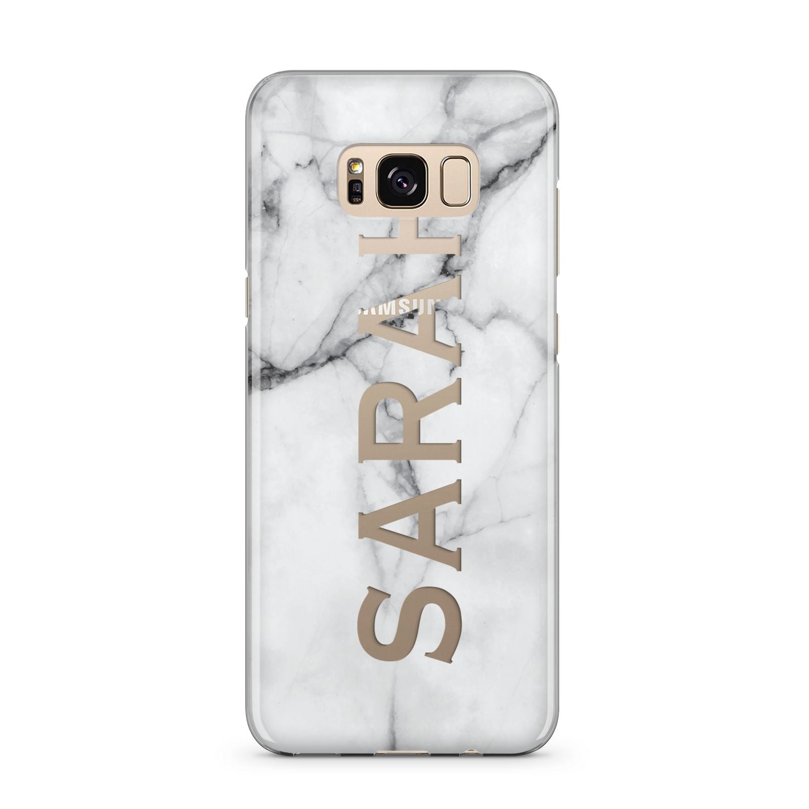 Personalised Clear Name See Through Grey Marble Samsung Galaxy S8 Plus Case