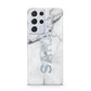 Personalised Clear Name See Through Grey Marble Samsung S21 Ultra Case
