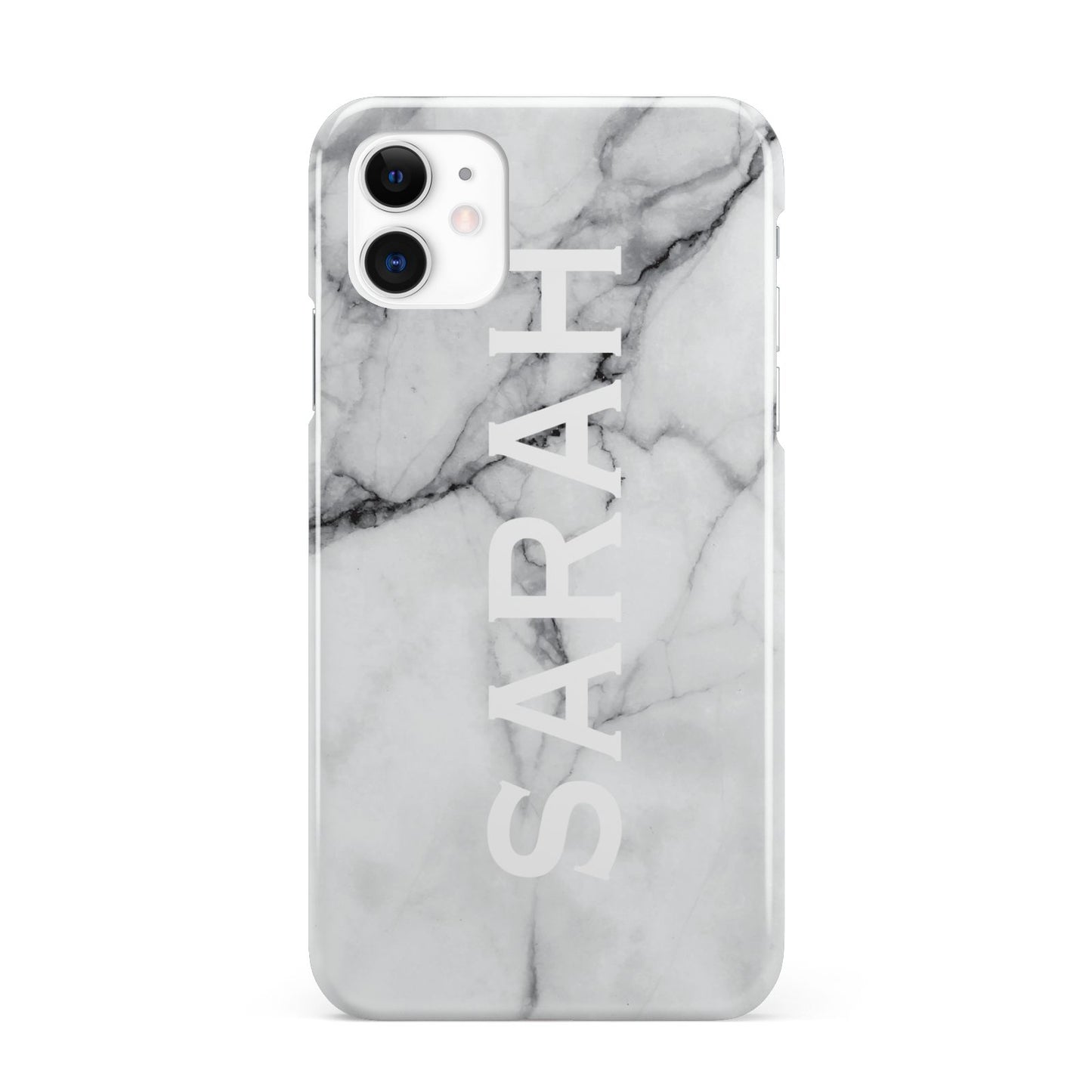 Personalised Clear Name See Through Grey Marble iPhone 11 3D Snap Case