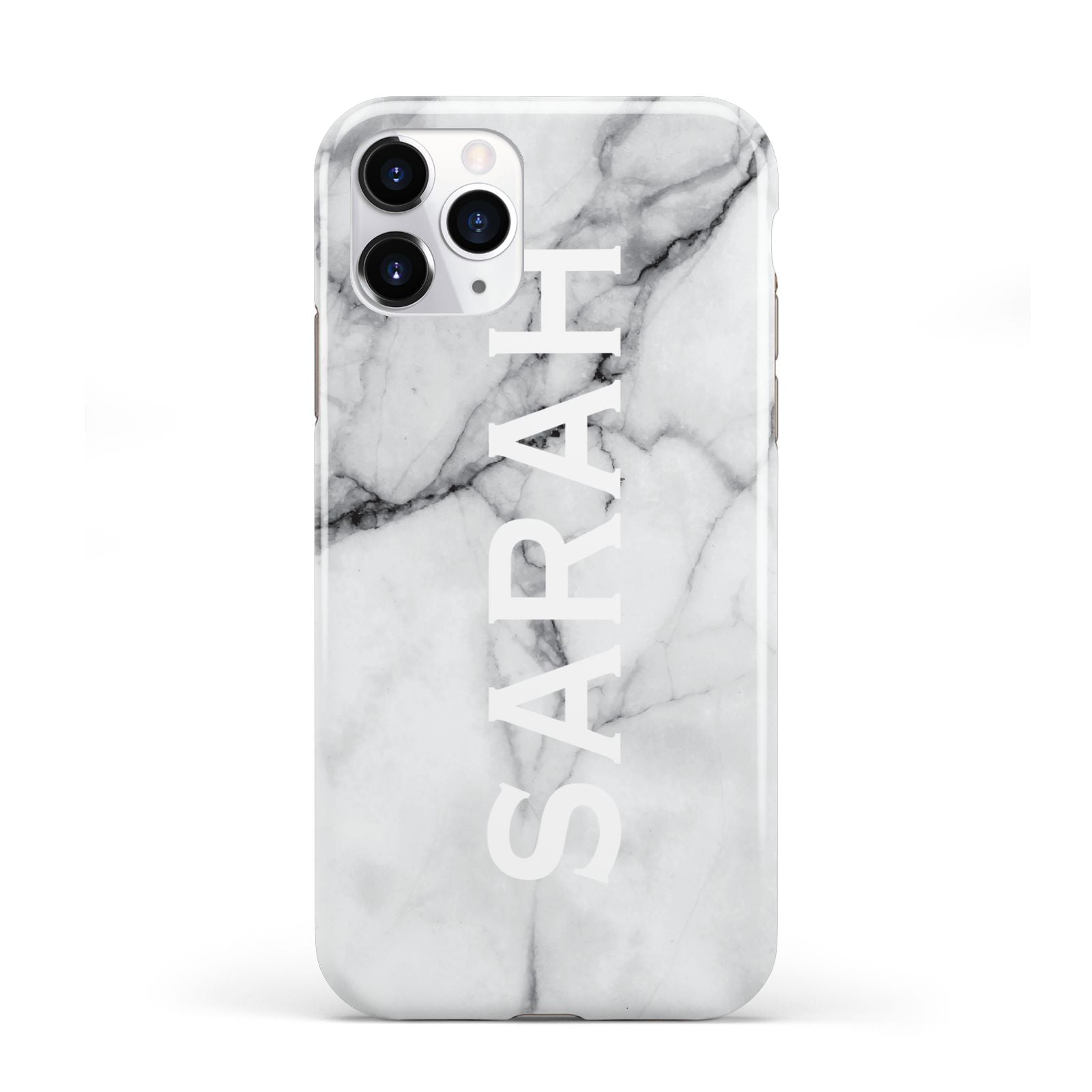Personalised Clear Name See Through Grey Marble iPhone 11 Pro 3D Tough Case