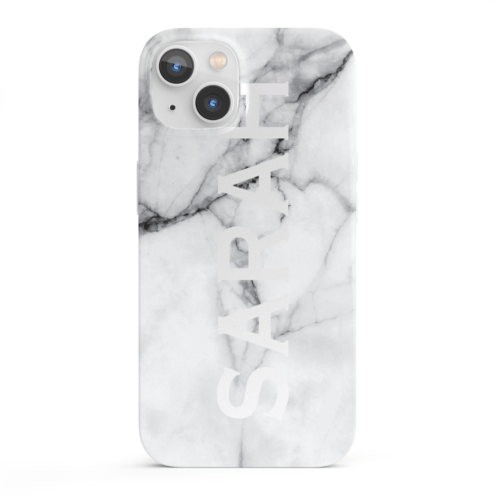 Personalised Clear Name See Through Grey Marble iPhone 13 Full Wrap 3D Snap Case