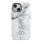 Personalised Clear Name See Through Grey Marble iPhone 13 Mini Full Wrap 3D Tough Case