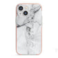 Personalised Clear Name See Through Grey Marble iPhone 13 Mini TPU Impact Case with Pink Edges