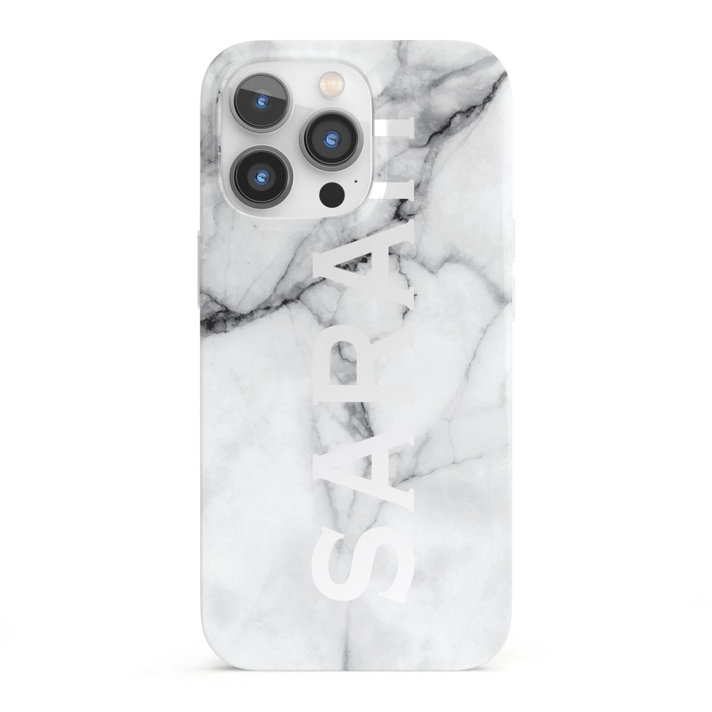 Personalised Clear Name See Through Grey Marble iPhone 13 Pro Full Wrap 3D Snap Case