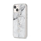 Personalised Clear Name See Through Grey Marble iPhone 14 Clear Tough Case Starlight Angled Image