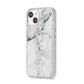 Personalised Clear Name See Through Grey Marble iPhone 14 Glitter Tough Case Starlight Angled Image