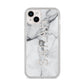 Personalised Clear Name See Through Grey Marble iPhone 14 Plus Glitter Tough Case Starlight