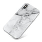 Personalised Clear Name See Through Grey Marble iPhone X Bumper Case on Silver iPhone