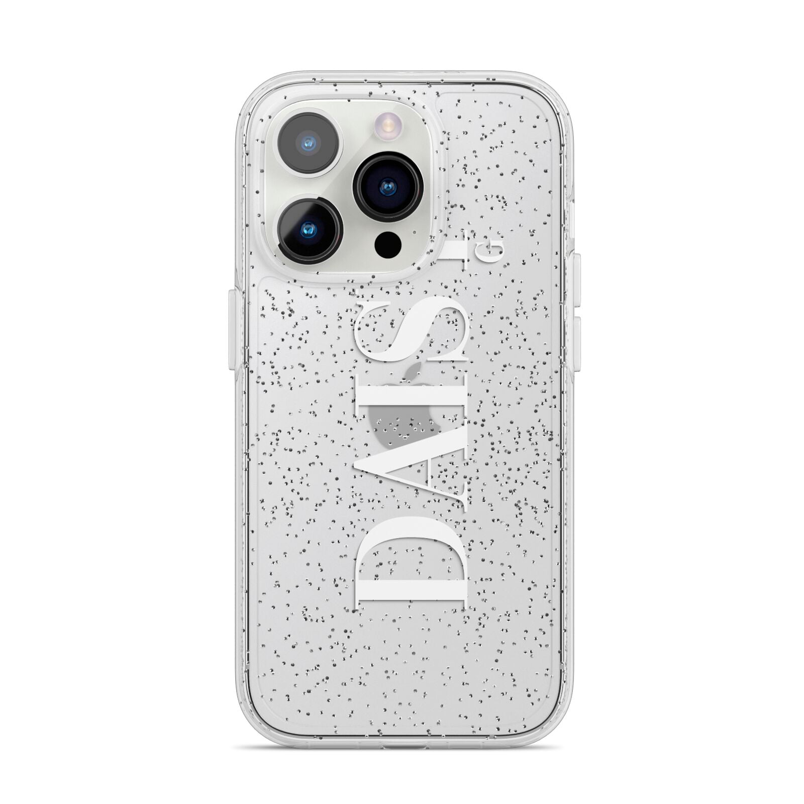 Personalised Clear Name iPhone 14 Pro Glitter Tough Case Silver