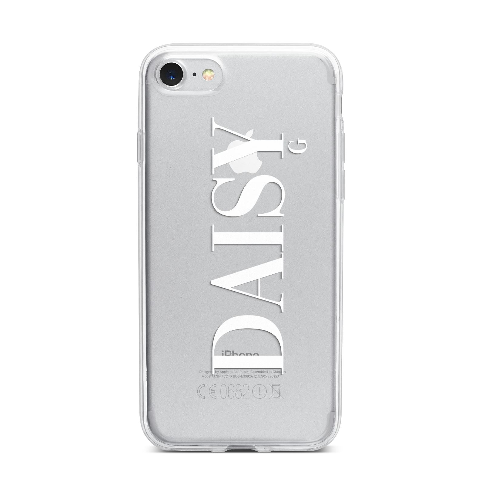 Personalised Clear Name iPhone 7 Bumper Case on Silver iPhone