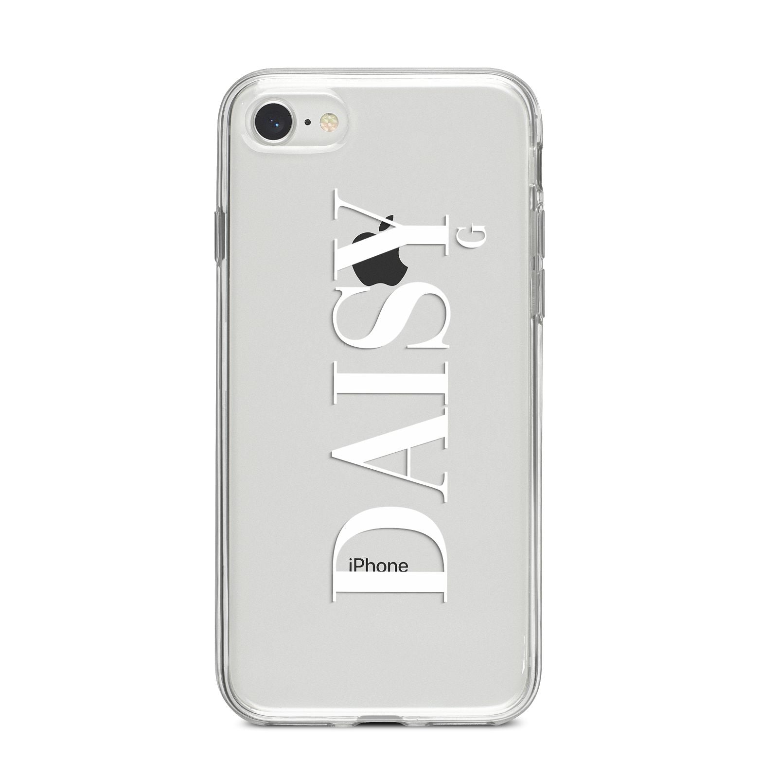 Personalised Clear Name iPhone 8 Bumper Case on Silver iPhone
