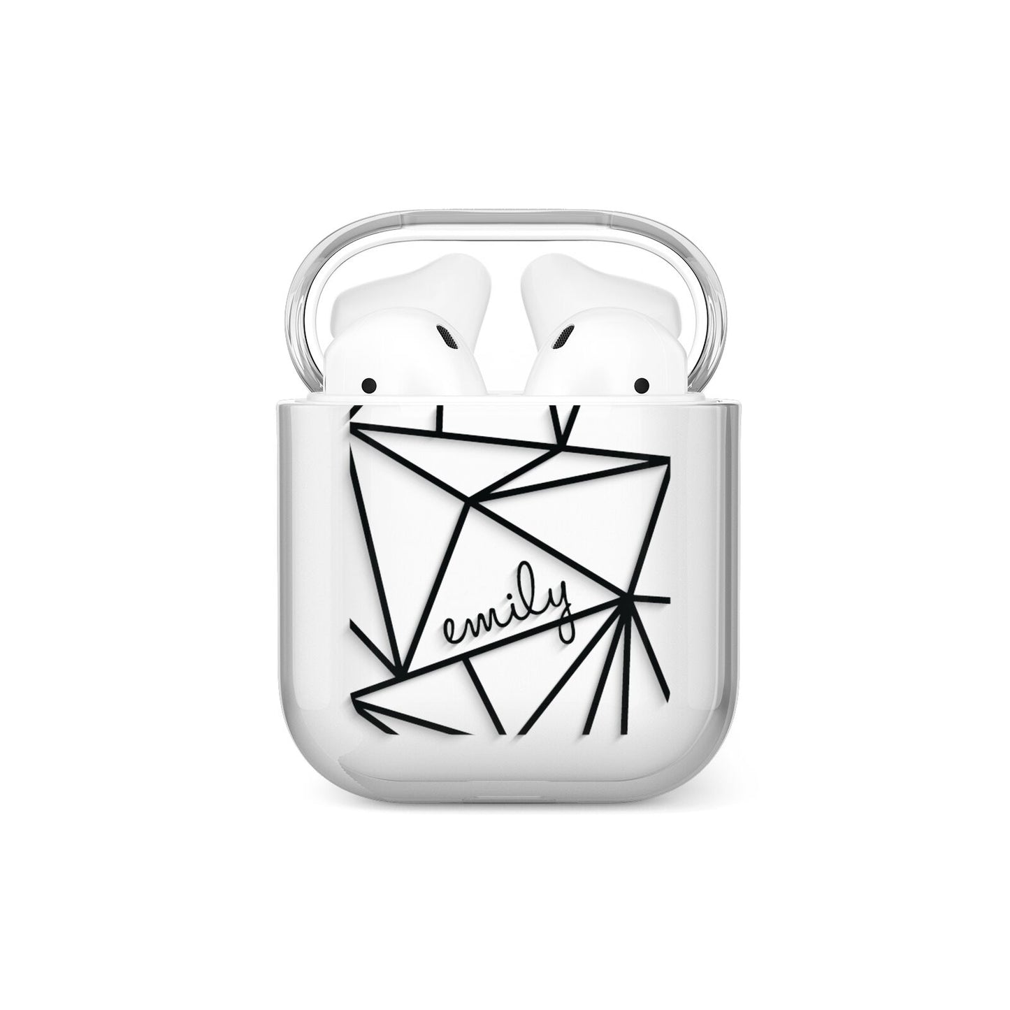 Personalised Clear Outlines Name Black AirPods Case
