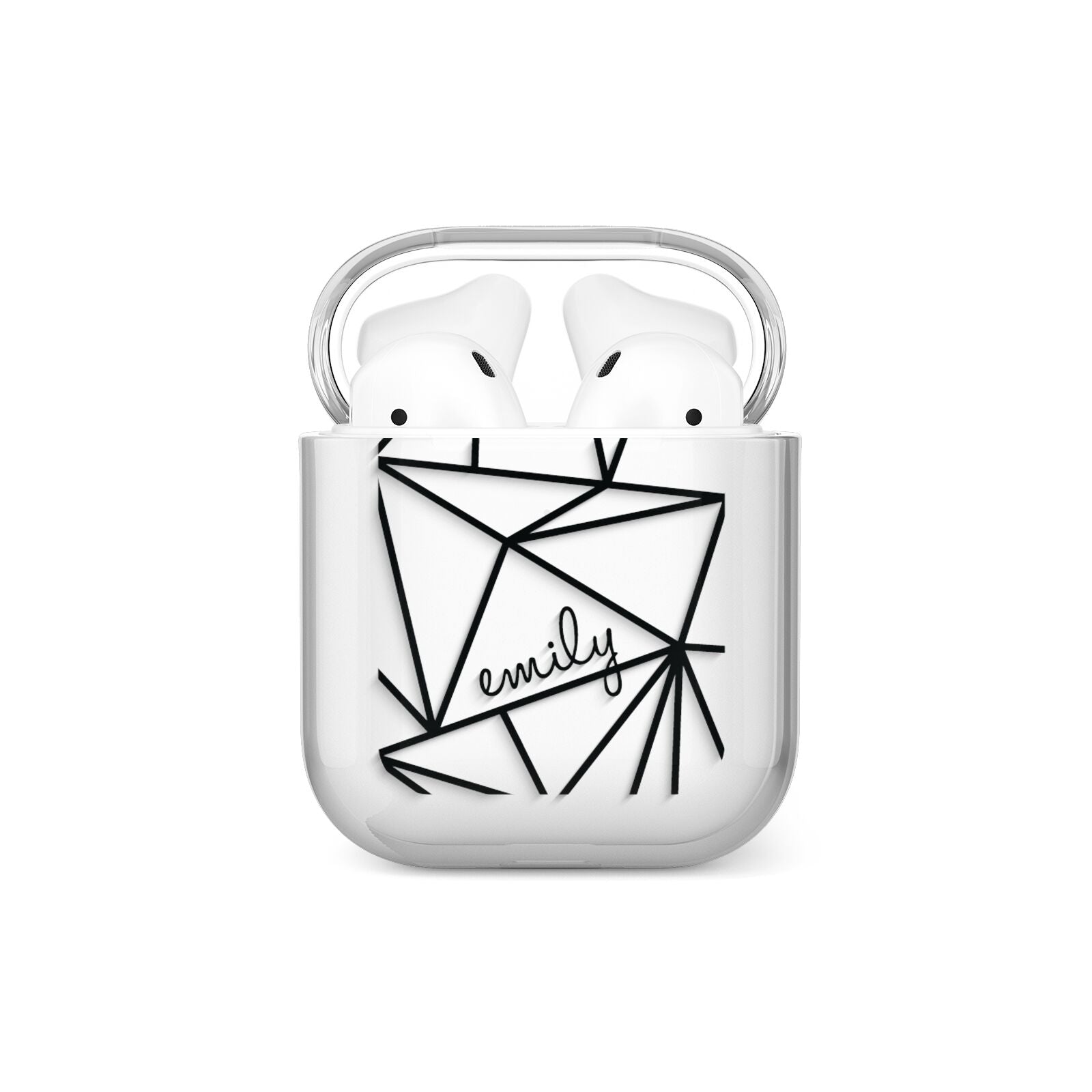 Personalised Clear Outlines Name Black AirPods Case