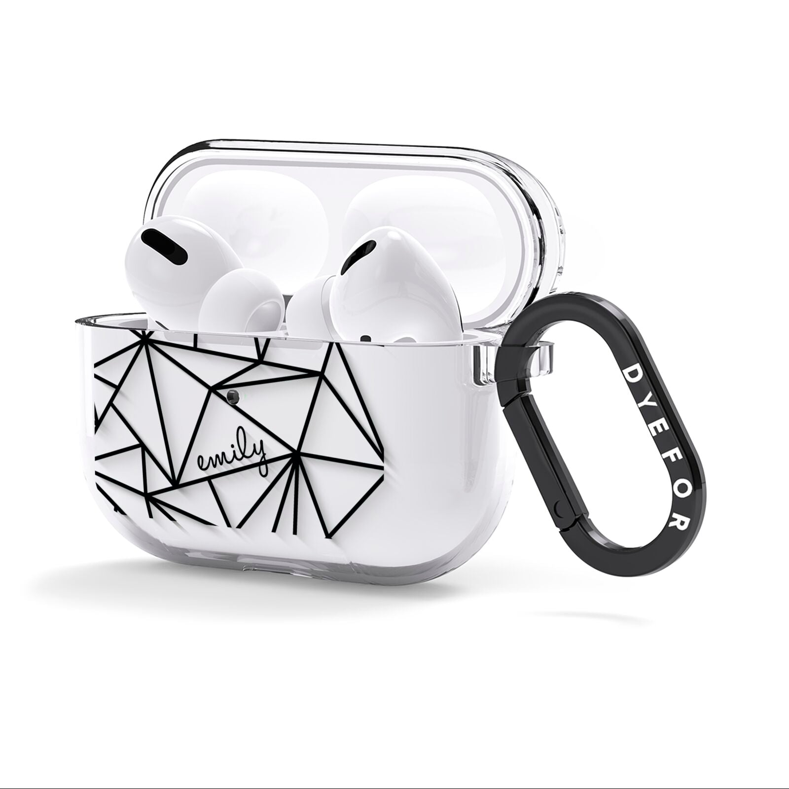 Personalised Clear Outlines Name Black AirPods Clear Case 3rd Gen Side Image