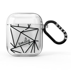 Personalised Clear Outlines & Name Black AirPods Case