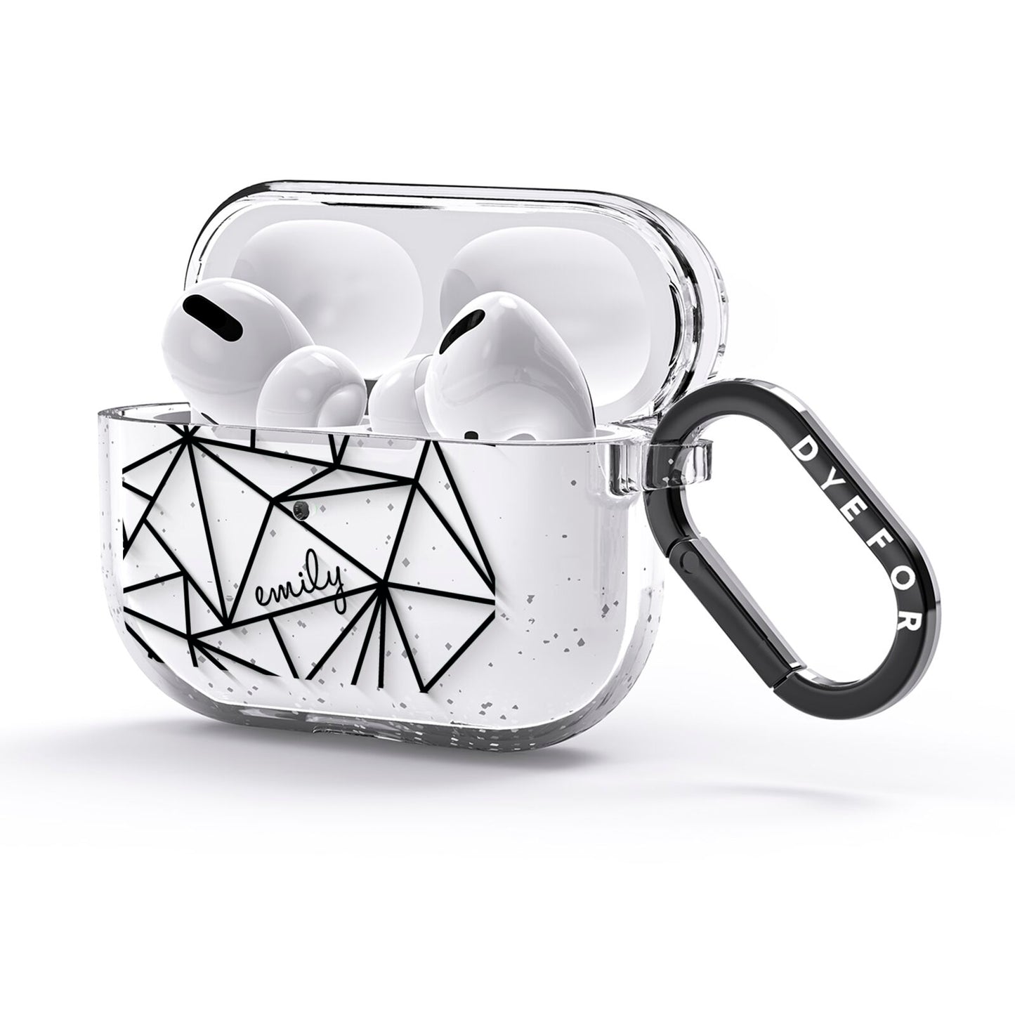 Personalised Clear Outlines Name Black AirPods Glitter Case 3rd Gen Side Image