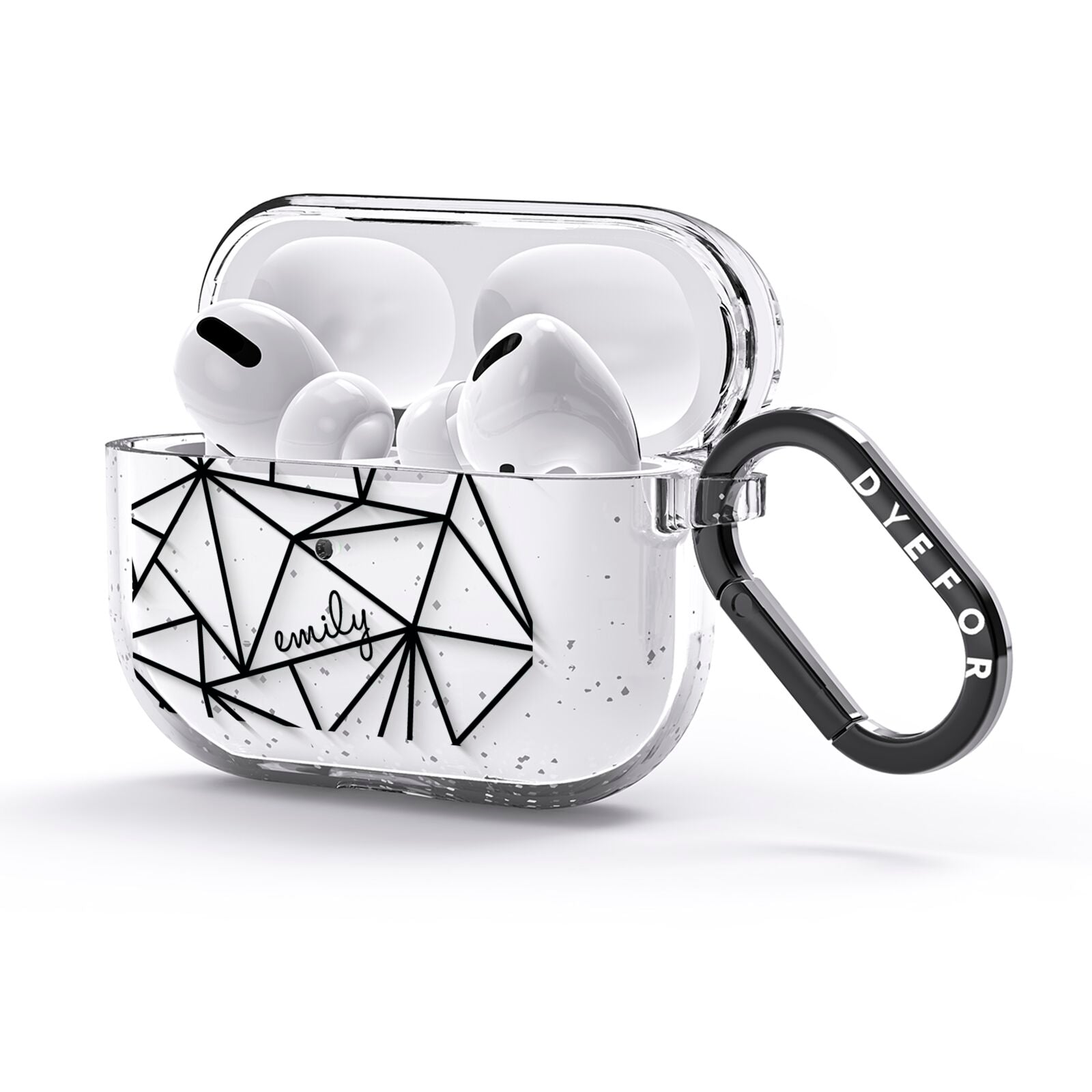 Personalised Clear Outlines Name Black AirPods Glitter Case 3rd Gen Side Image