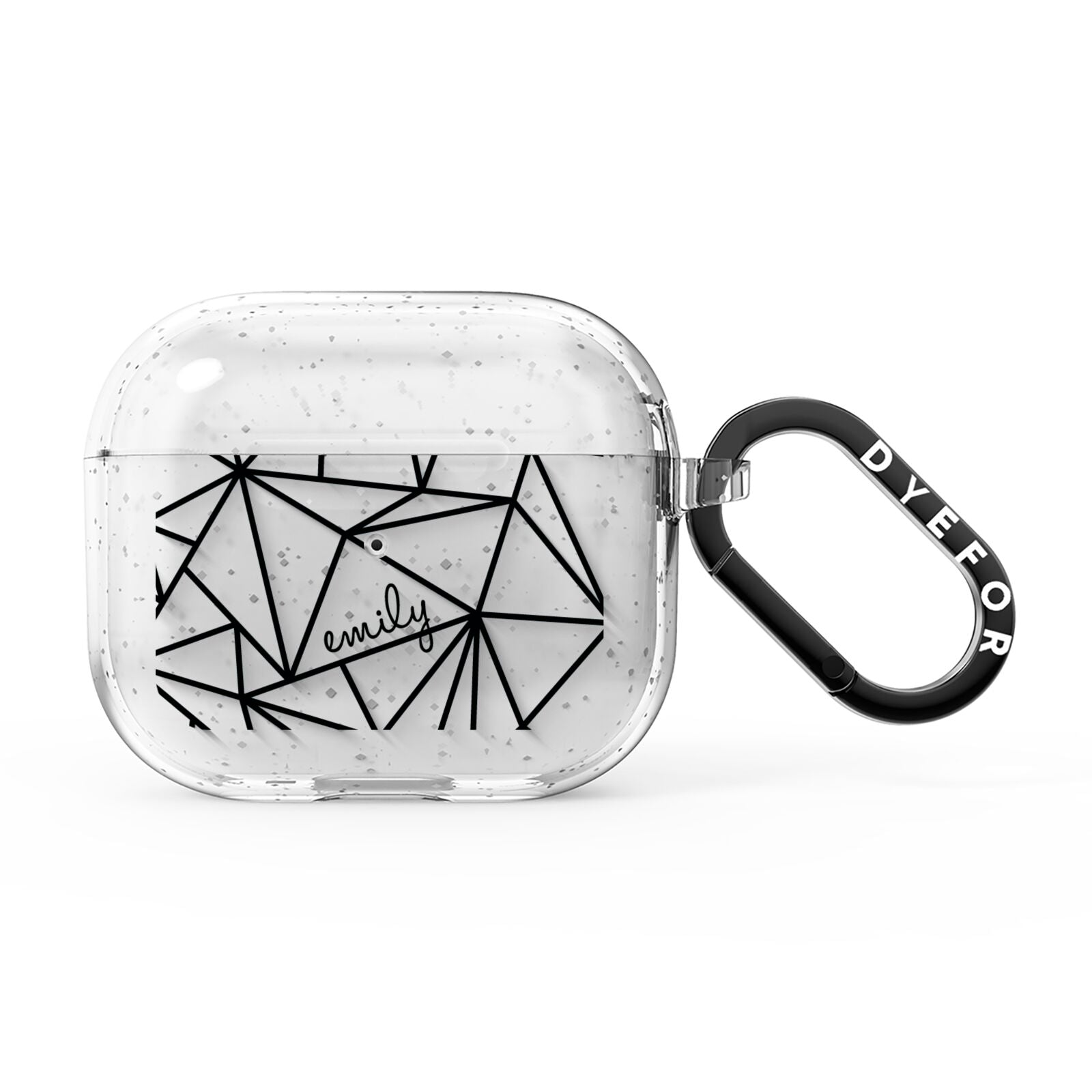 Personalised Clear Outlines Name Black AirPods Glitter Case 3rd Gen