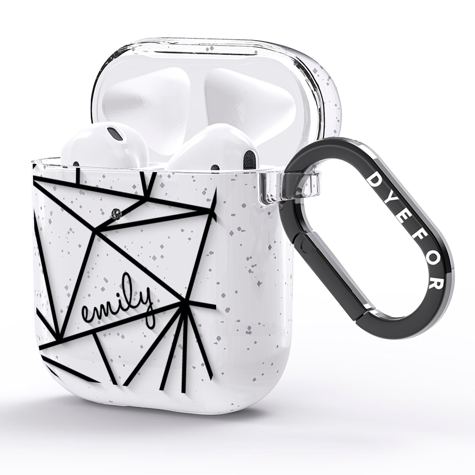 Personalised Clear Outlines Name Black AirPods Glitter Case Side Image